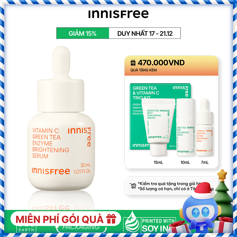 Tinh chất dưỡng sáng da Vitamin C Green Tea Enzyme Brightening Serum 30ml