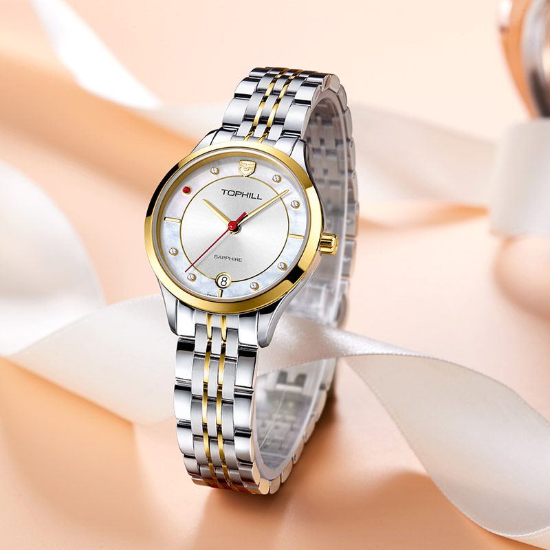 Đồng hồ nữ mặt xà cừ chính hãng Thụy Sĩ TOPHILL TE050L.S6687
