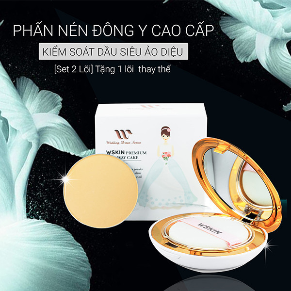 Phấn Nén Đông Y Cao Cấp Kiểm Soát Dầu WSKIN Premium Two-way Cake (Tặng 1 lõi sơ cua)