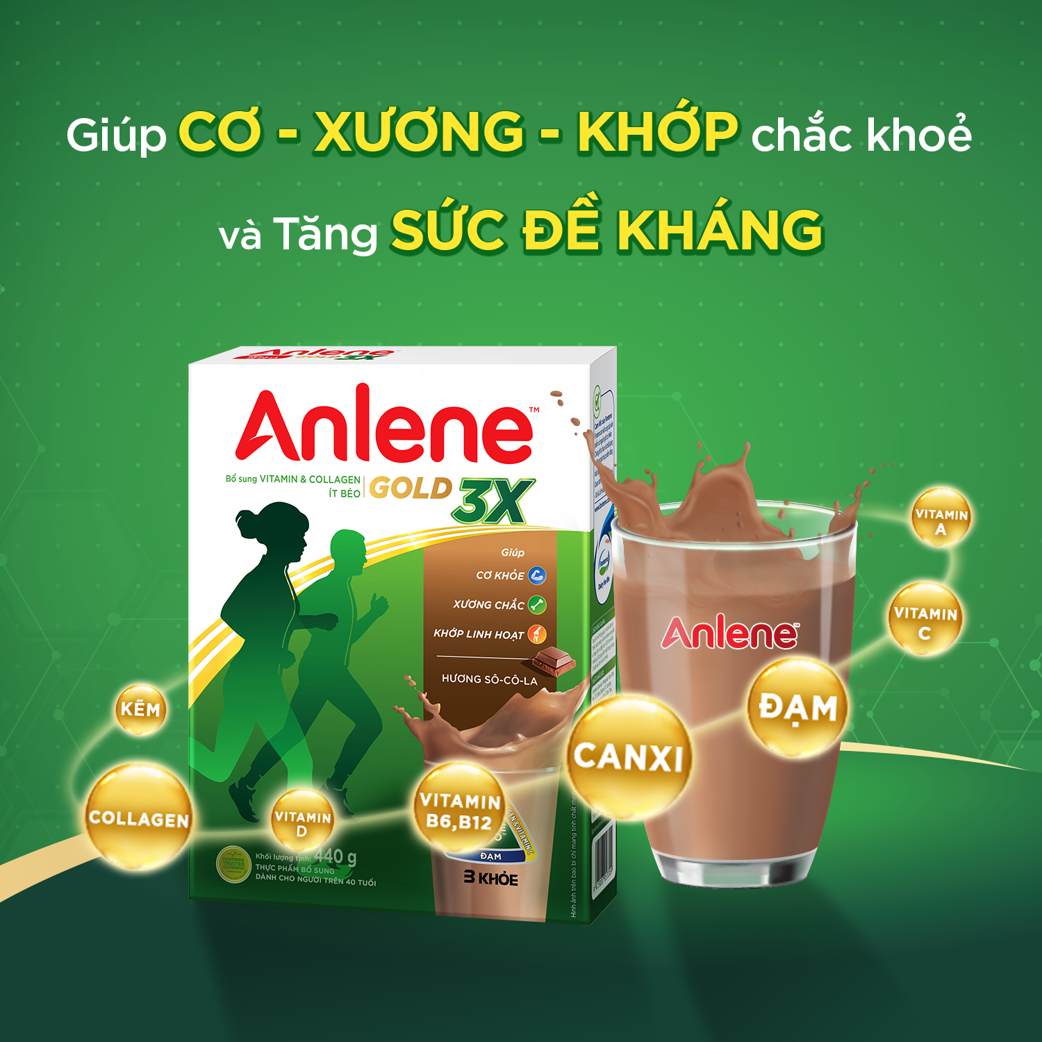 Sữa Bột Anlene Gold Movepro Hương Chocolate (Hộp Giấy 440g)