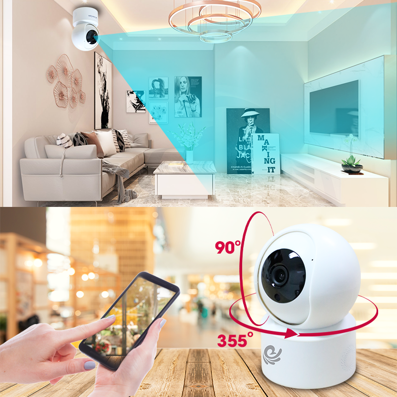 [ KÈM THẺ 16GB ] Camera WIFI YH200 Trong Nhà Full HD 2.0Mpx- Góc Nhìn Rộng - Có Đèn Hồng Ngoại - Hú Báo Động - Nhập Khẩu