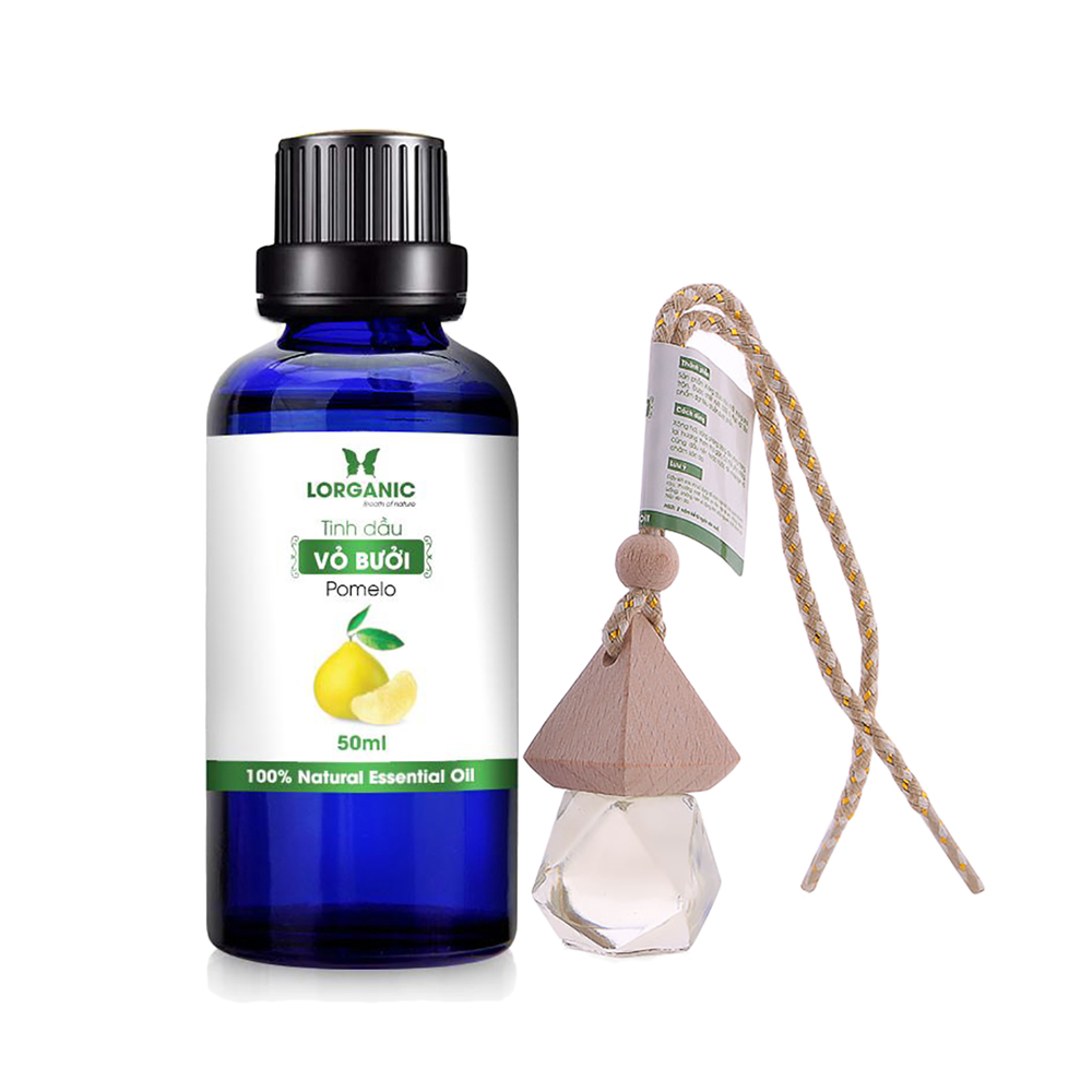 Combo tinh dầu bưởi Lorganic (50ml) +tinh dầu bưởi Lorganic treo xe hơi, tủ áo (10ml) / Tinh dầu thiên nhiên nguyên chất/ Hương thơm thanh mát, nhẹ nhàng/ Thanh lọc hông khí, thư giãn tinh thần, khử mùi hiệu quả.