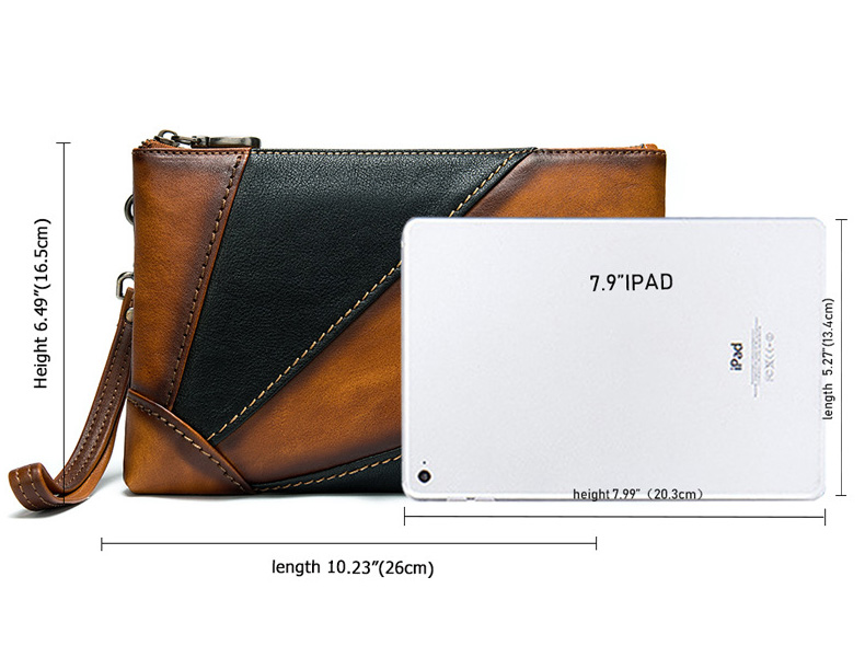 Clutch da phối màu CL109 - 100% da bò thật, BH 3 năm