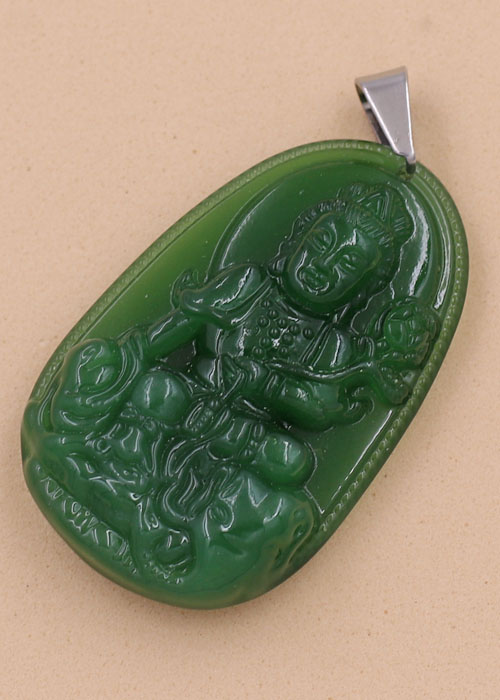 Hình ảnh Mặt dây chuyền Bồ Tát Phổ Hiền thạch anh xanh 4.3cm - Phật bản mệnh tuổi Thìn, Tỵ
