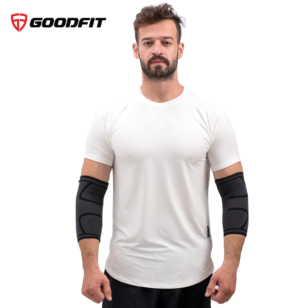 Băng khuỷu tay hỗ trợ bảo vệ khuỷu tay, củi chỏ, vải co giãn đàn hồi, lớp silicon chống trượt thấm hút mồ hôi tốt Goodfit GF402E