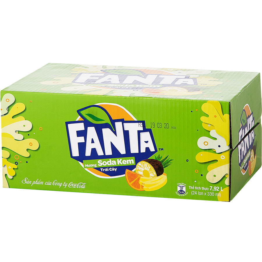 Thùng 24 Lon Nước Giải Khát Có Gas Fanta Soda Kem 320ml x 24