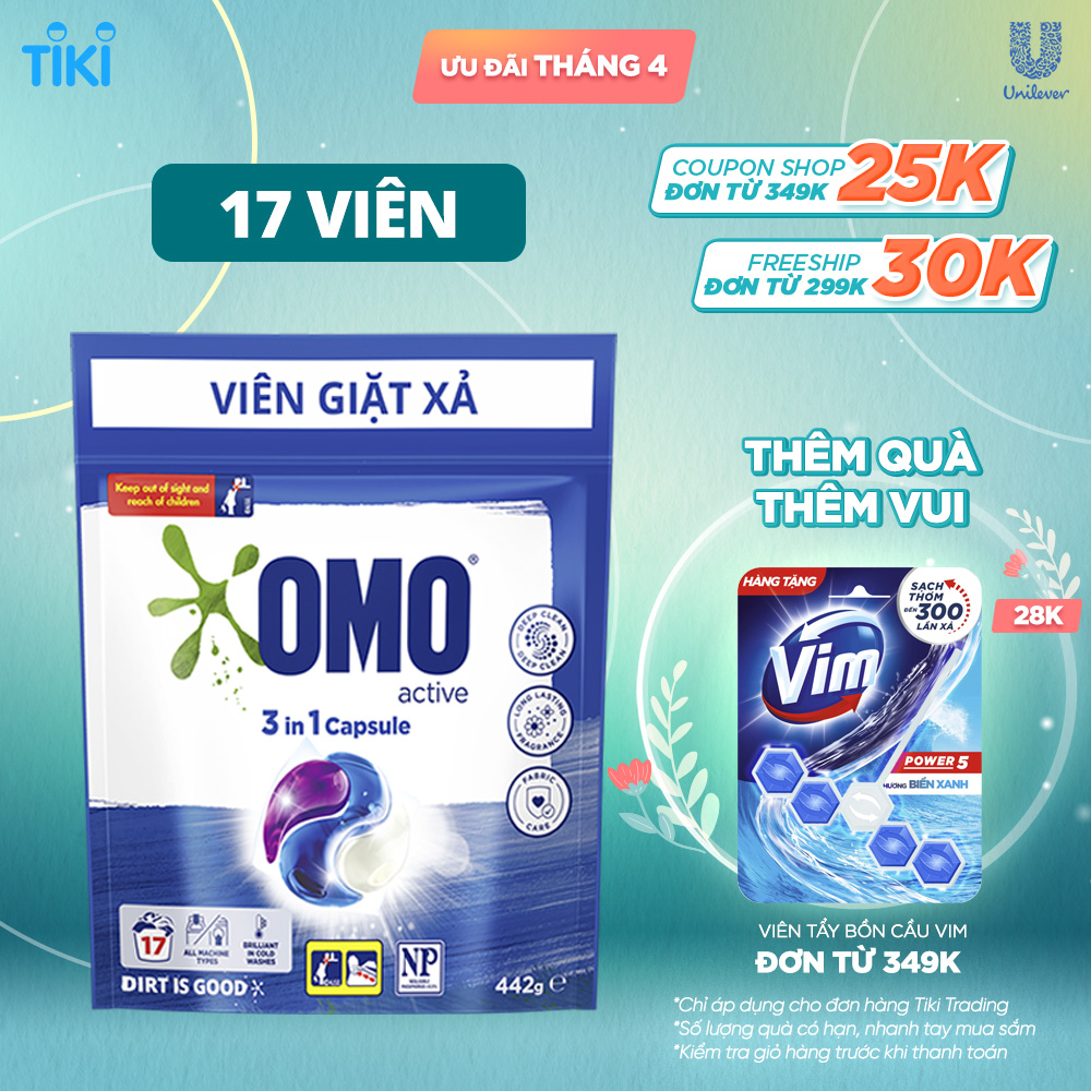 Túi viên giặt xả OMO tiện lợi công nghệ Anh Quốc (17 viên/Túi)