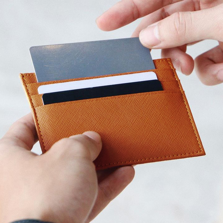 VÍ MINI ĐỰNG THẺ Bóp Cardholder ZERO Da Saffiano Nhập Khẩu Cao Cấp Chống Thấm Nước Unisex Nam Nữ Chuẩn Nome DOLANTO