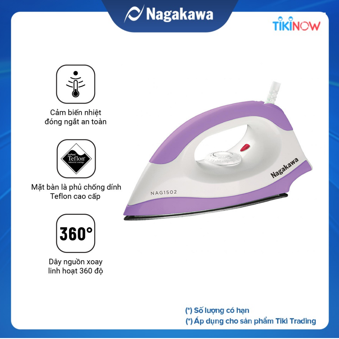 Bàn Ủi Khô Nagakawa NAG1502 - Tím - Hàng Chính Hãng