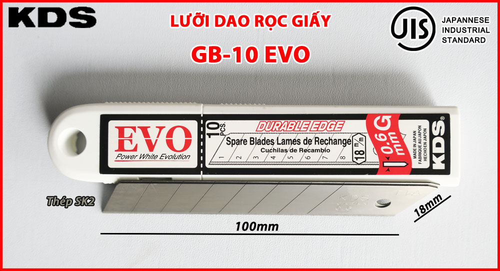 LƯỠI DAO ĐA NĂNG 18mm KDS GB-10EVO (TRẮNG)