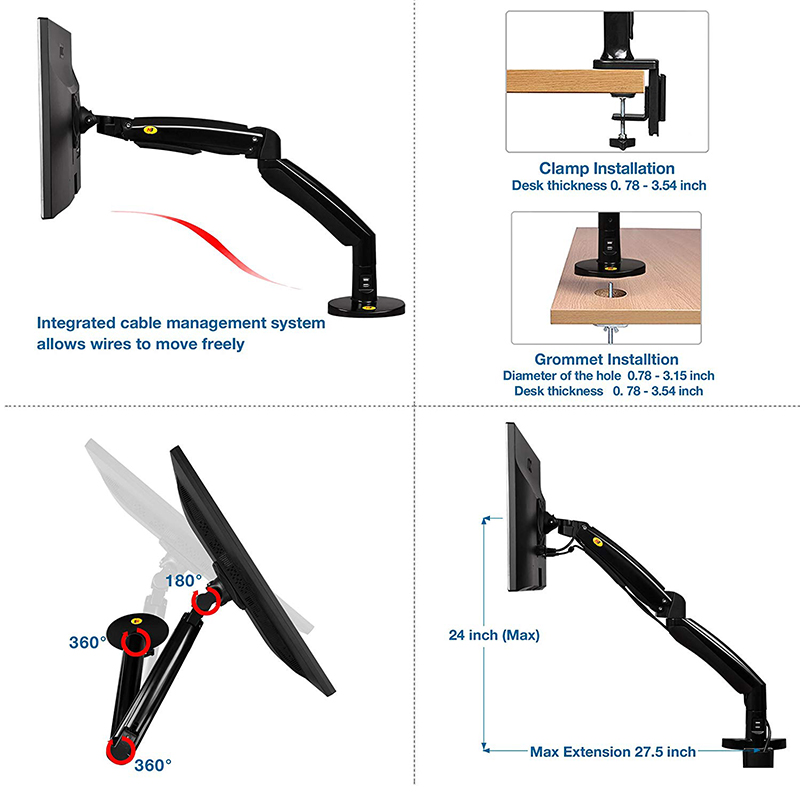 Giá Treo Màn Hình Máy Tính F100A Màu Đen (22-35 inch) - Hàng nhập khẩu