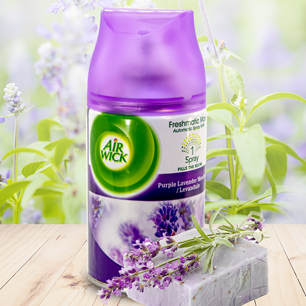 Bình xịt tinh dầu thiên nhiên Air Wick Purple Lavender Meadow 250ml QT016838 - hoa oải hương