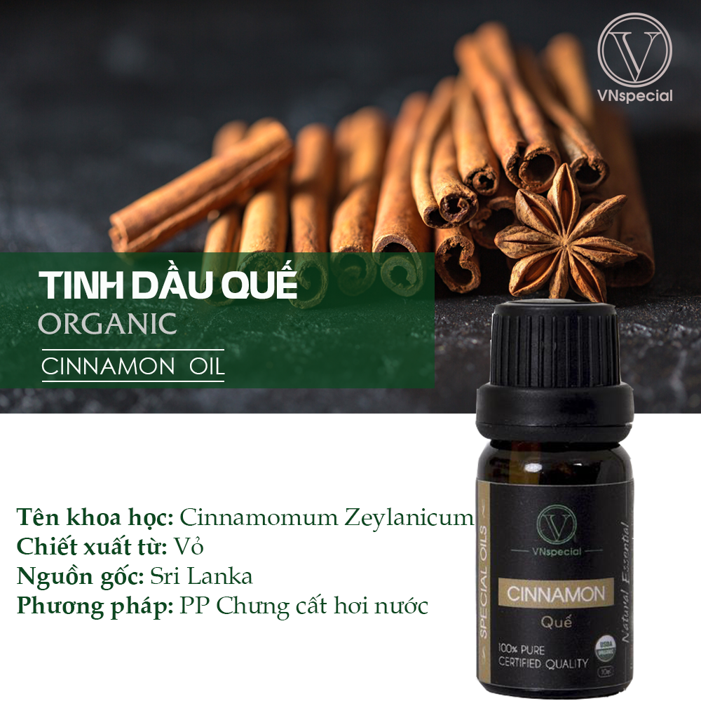 Tinh Dầu Hữu Cơ Quế | Organic Cinnamon Oil | Tinh dầu Nhập Khẩu USDA - Vnspecial Oils (10ml)