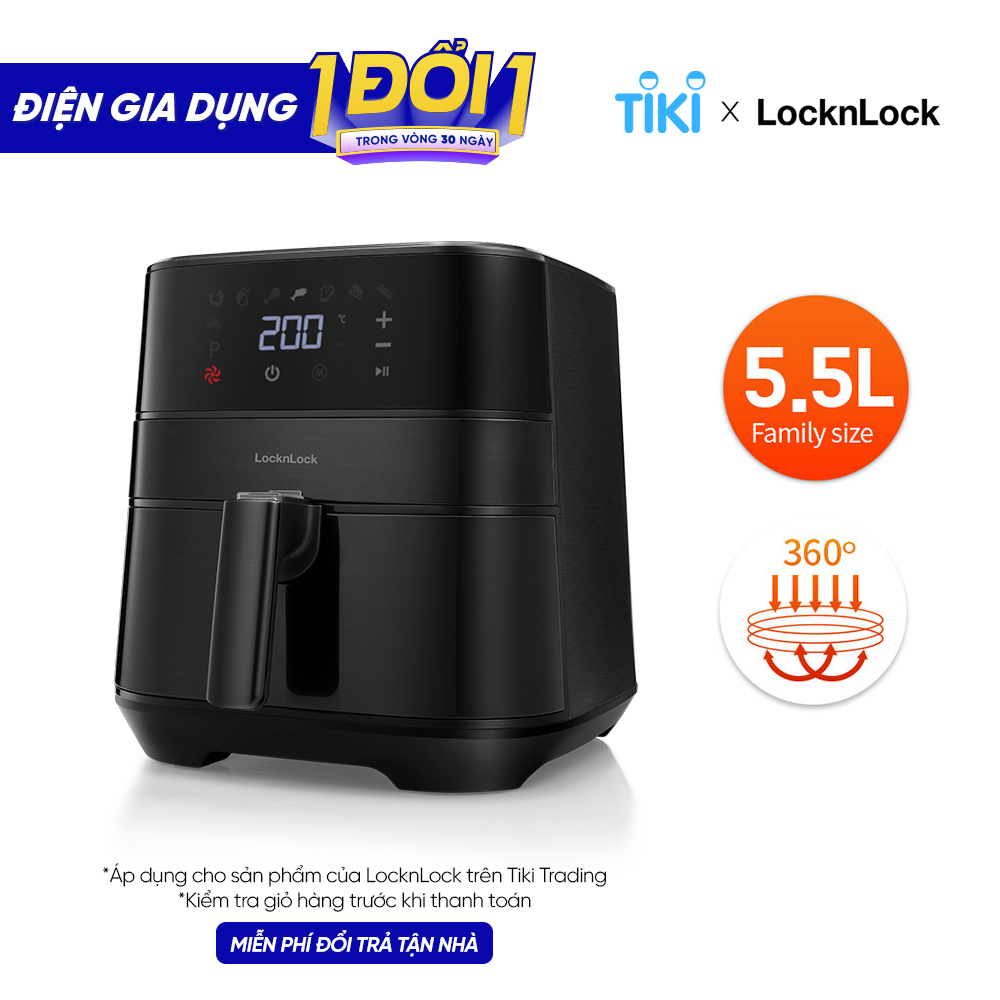 Nồi chiên không dầu LocknLock EJF284BLK (5.5 Lít) - Hàng chính hãng