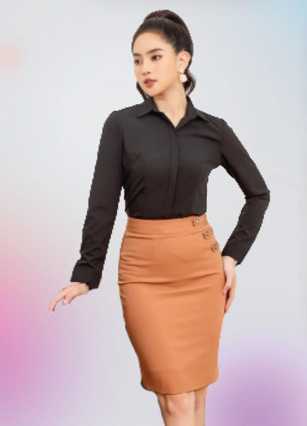 Chân Váy Thiết Kế Công Sở NK FASHION Dáng Bút Chì Phối Khuy Chéo Sườn, Chất Liệu Nhập Hàn Hai Lớp Cao Cấp NKCV2011003