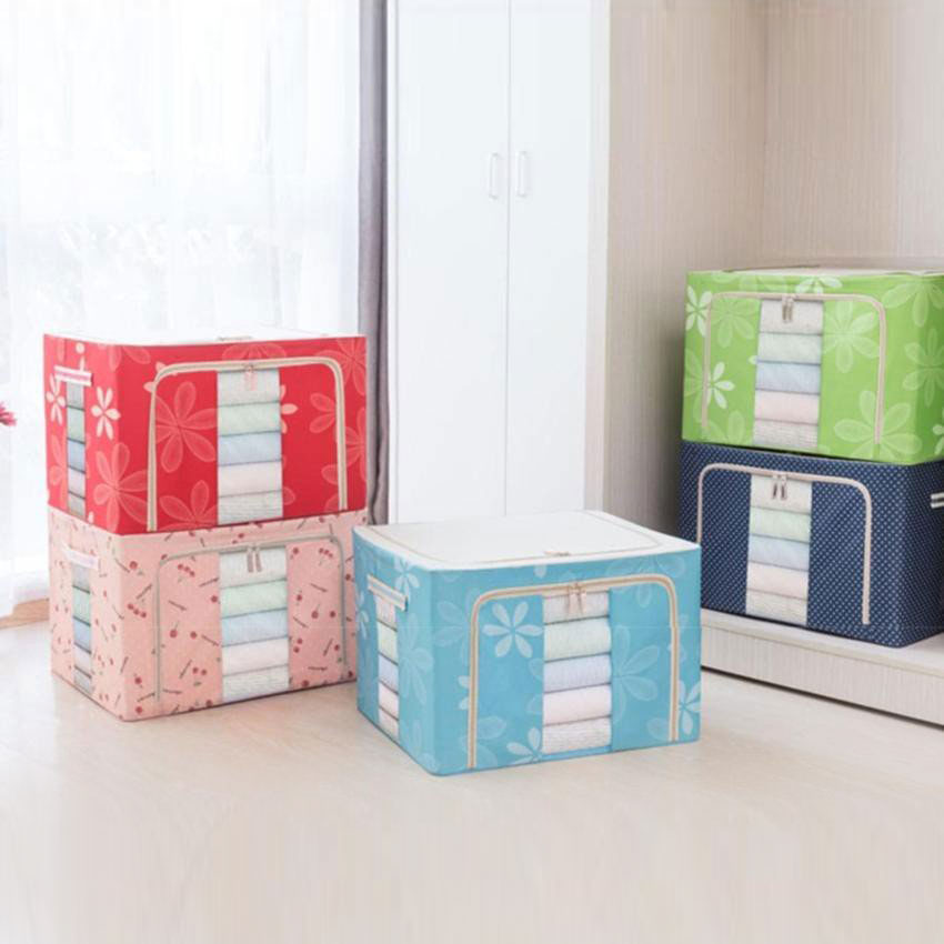 COMBO 2 TÚI ĐỰNG QUẦN ÁO KHUNG THÉP 66L-LIVING BOX 66L - Giao mẫu ngẫu nhiên