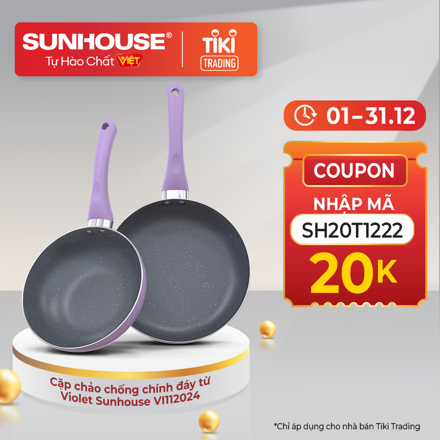 Cặp chảo chống dính đáy từ Violet Sunhouse VI112024