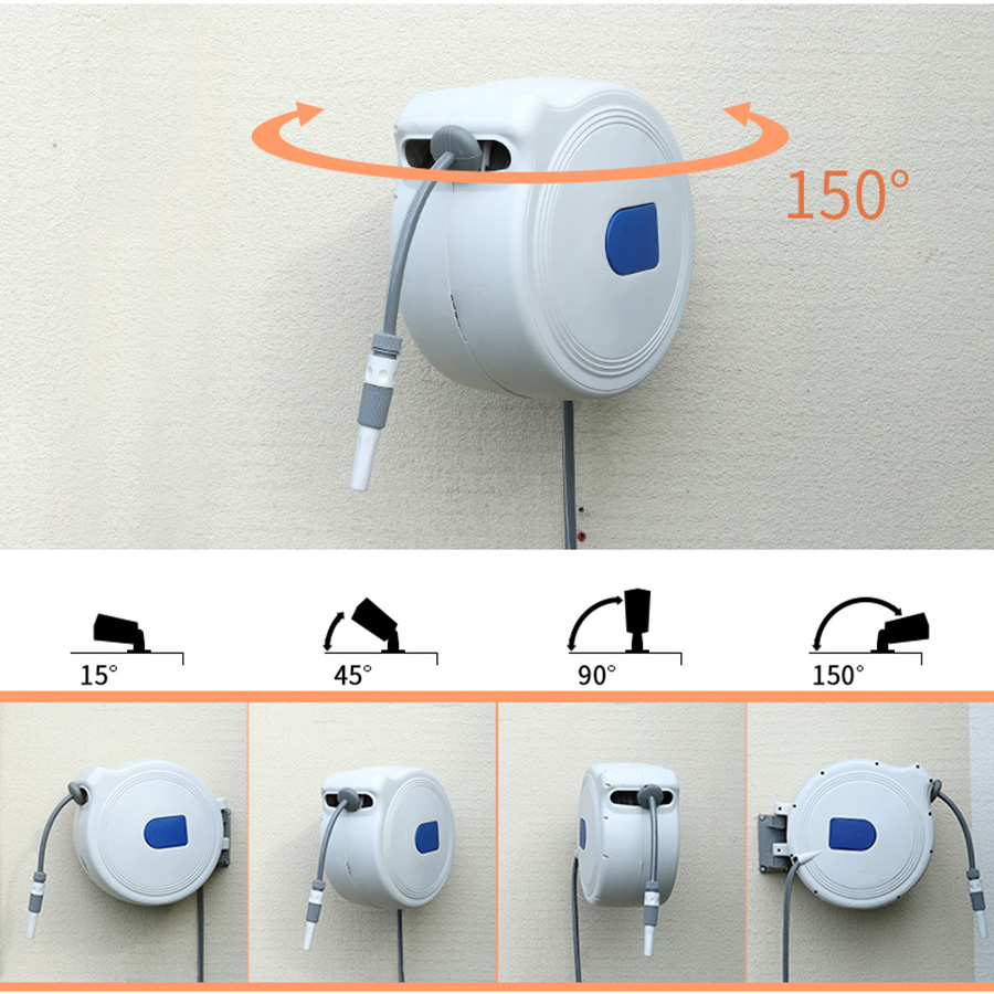Bộ vòi tưới cây, vòi rửa xe thu cuốn ống tự động 10 mét ống trong lô cuốn và 2 mét cấp nước ngoài NW-B10
