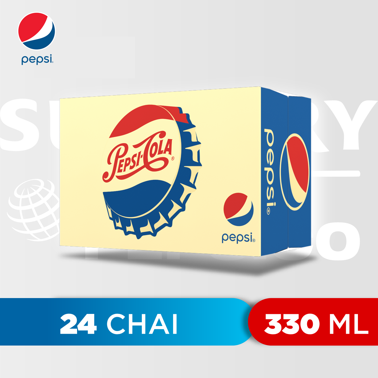 Thùng 24 Chai Nước Ngọt Có Gas Pepsi (330ml/ Chai)