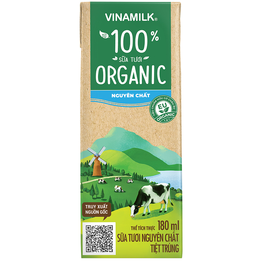 Thùng 48 Hộp Sữa Tươi Tiệt Trùng Vinamilk 100% Organic Nguyên chất (180ml)