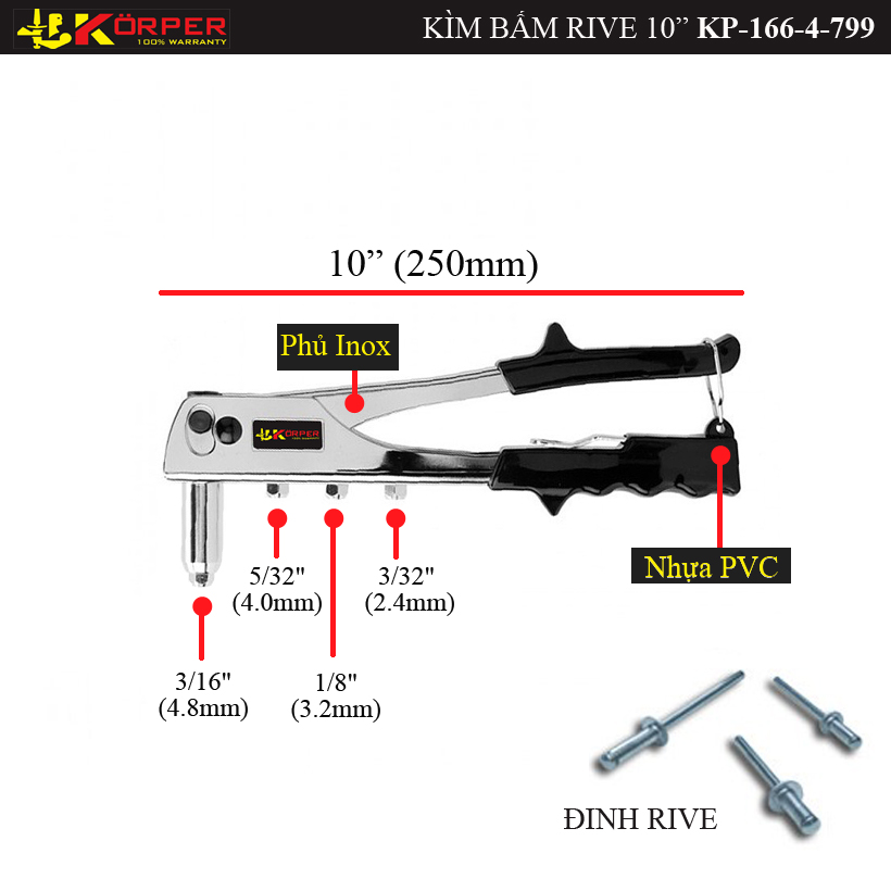 KÌM TÁN ĐINH 4 LỖ KÖRPER KP-166-4-799