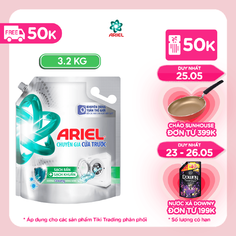Nước Giặt ARIEL Chuyên Gia Cửa Trước Ngăn Lem Màu