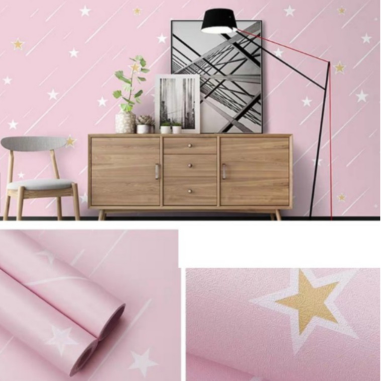 Cuộn 5m Decal Giấy Dán Tường Sao băng hồng