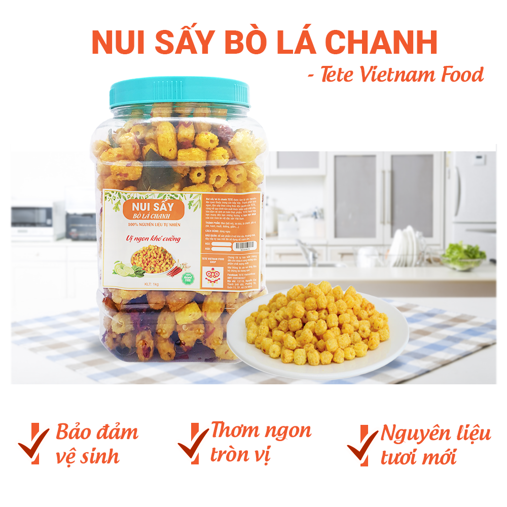 Nui Bò Lá Chanh Vị Cay Ngon Miệng Phân Phối Bởi TETE Food 500gram