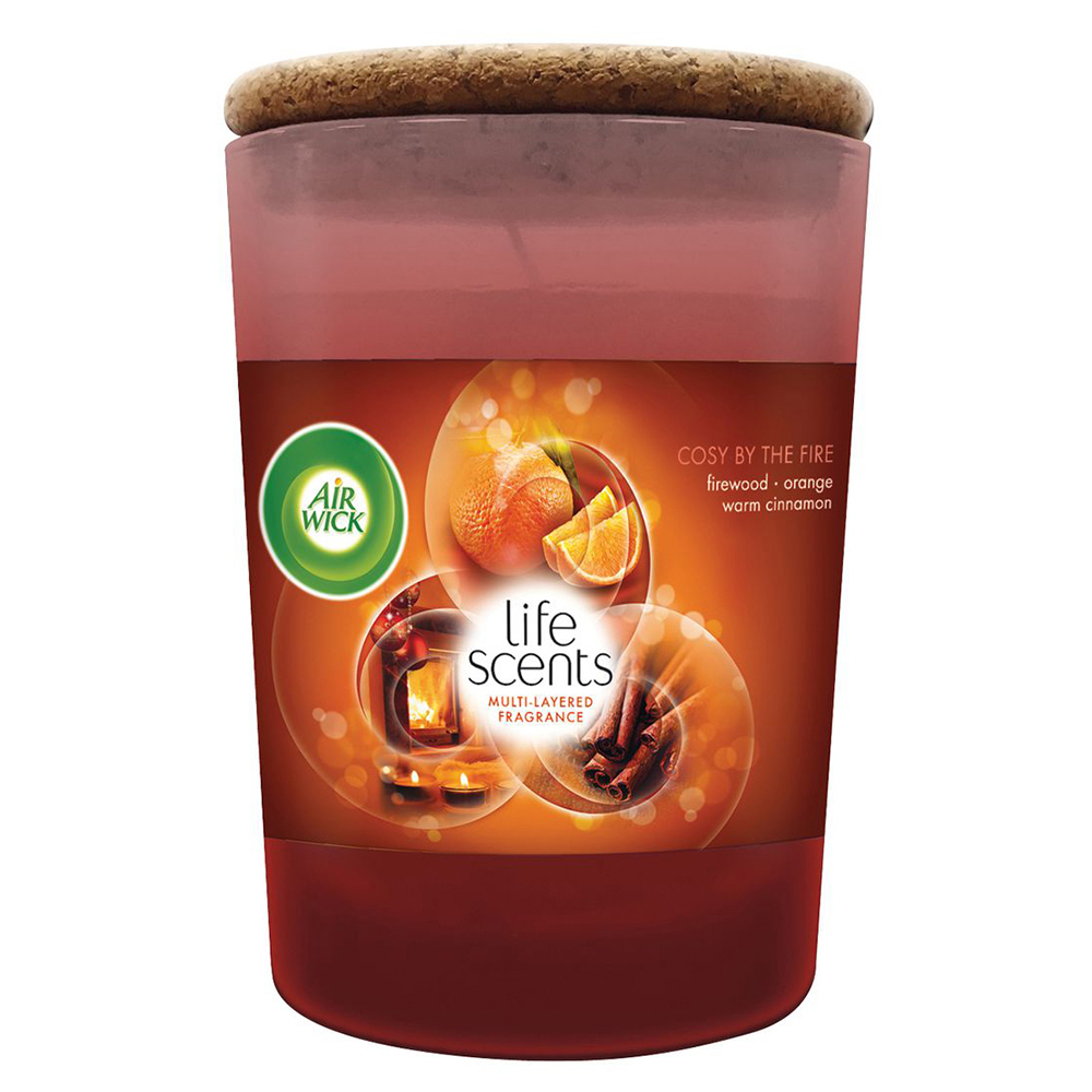 Ly nến thơm tinh dầu Air Wick Cosy by the Fire 185g QT04253 - cam, quế, hồi