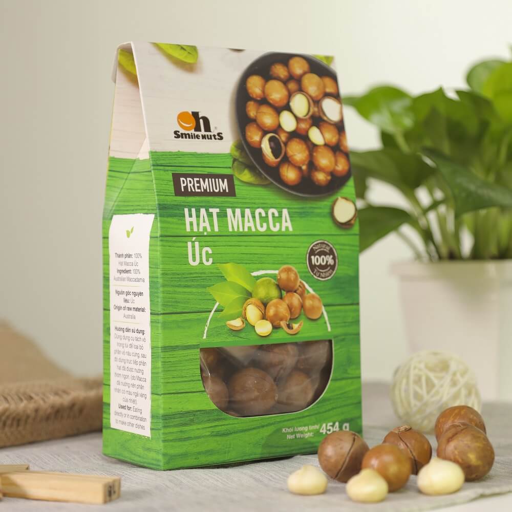 Hạt Macca Úc Smile Nuts nứt vỏ thượng hạng hộp 454g - Australian Maccadiamia 454g