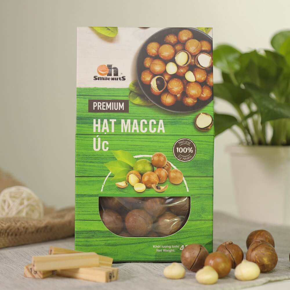 Hạt Macca Úc Smile Nuts nứt vỏ thượng hạng hộp 454g - Australian Maccadiamia 454g