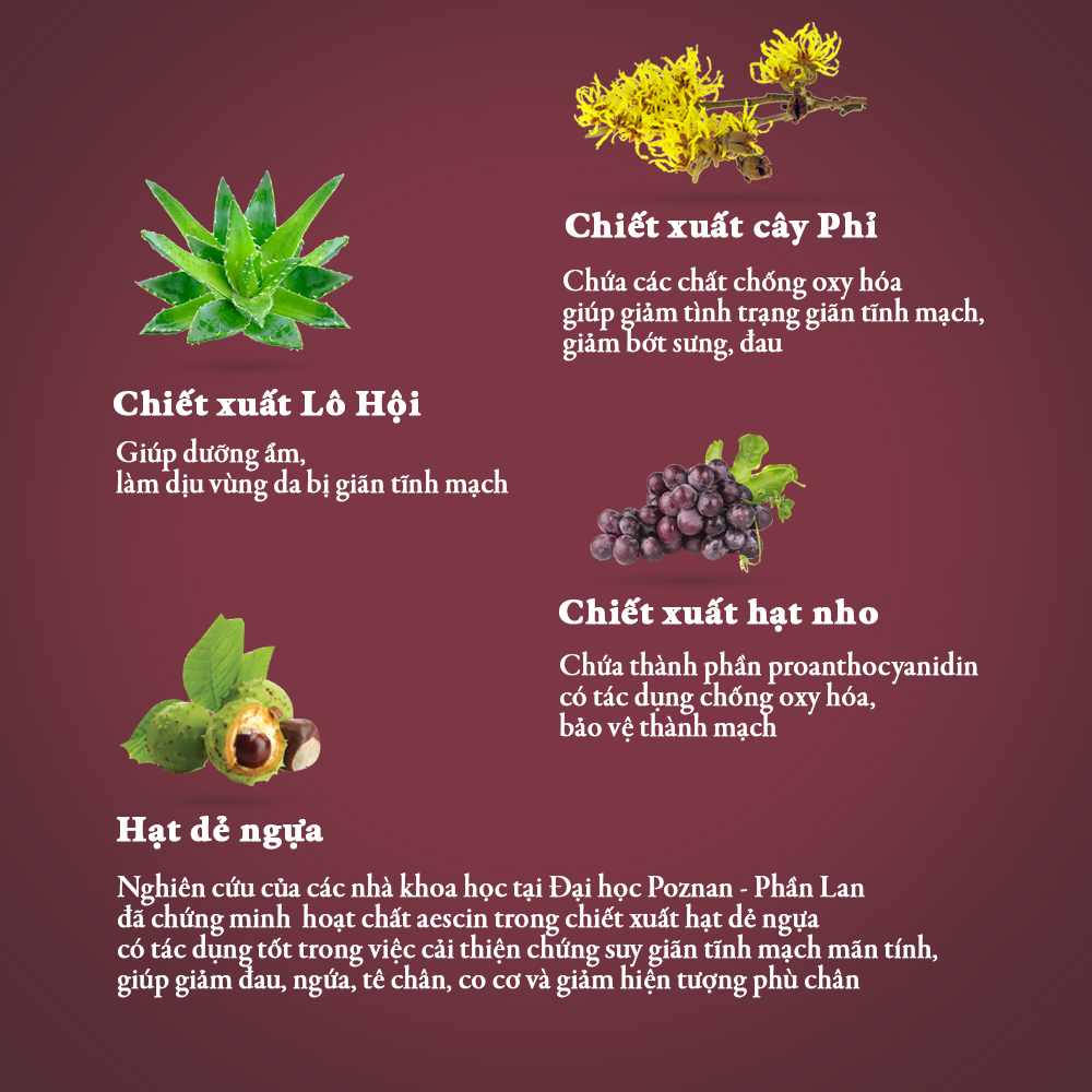 Kem Thoa Giãn Tĩnh Mạch Hỗ Trợ Giảm Đau, Sưng, Phù Chân Vascovein