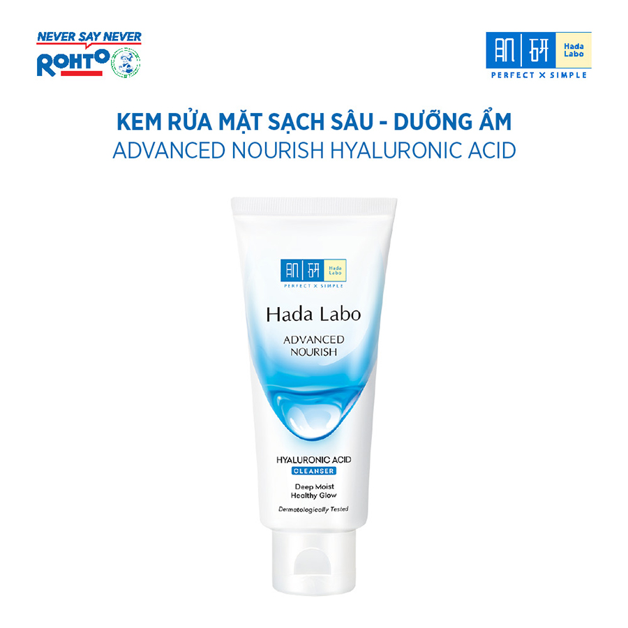 Kem rửa mặt dưỡng ẩm Hada Labo Advanced Nourish Hyaluronic Acid Cleanser (80g)