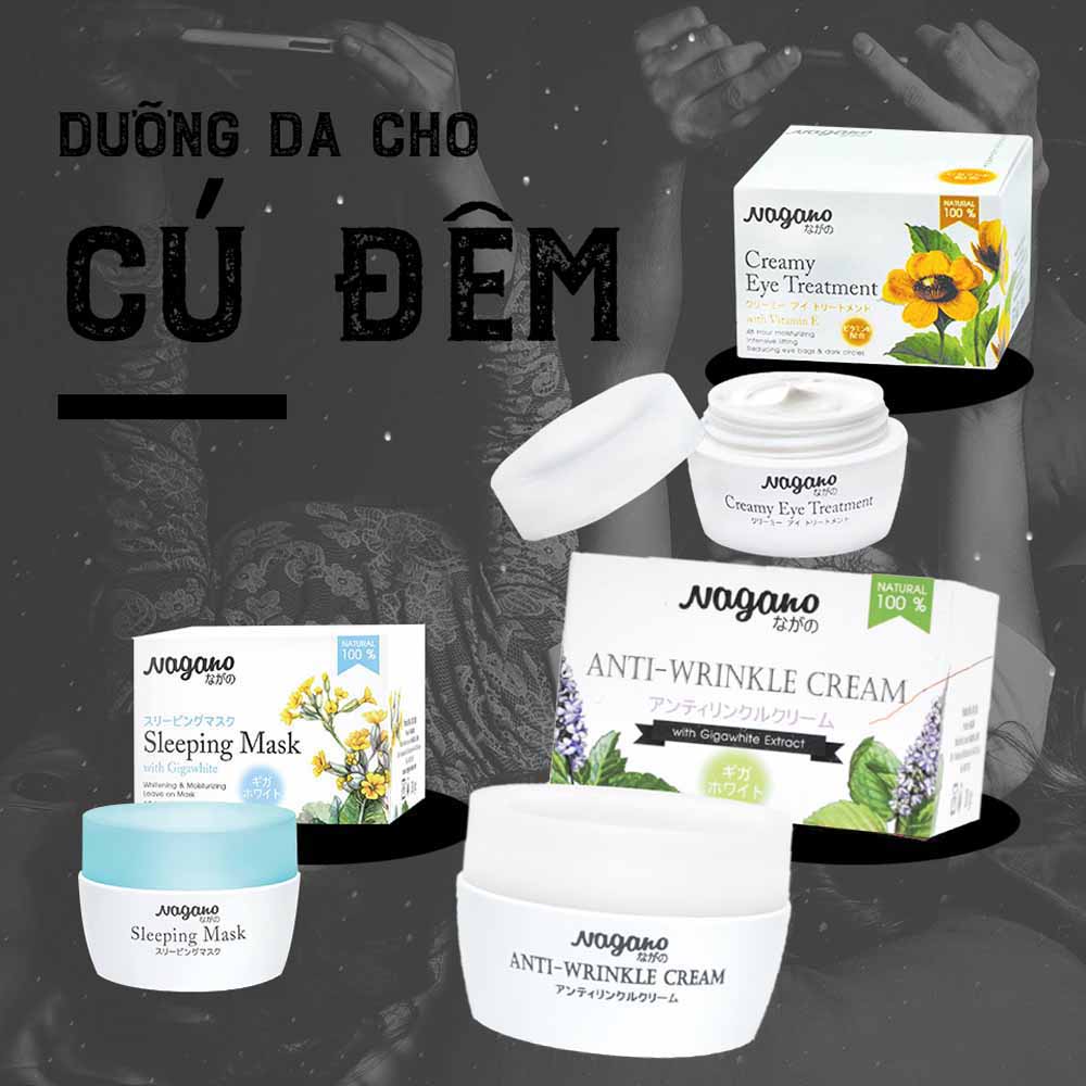 Combo Kem Chống Lão Hóa Trắng Da Với Gigawhite 30g Và Kem Dưỡng Da Vùng Mắt Vitamin E 15g Nagano - Anti-Wrinkle Cream & Creamy Eye Treatment