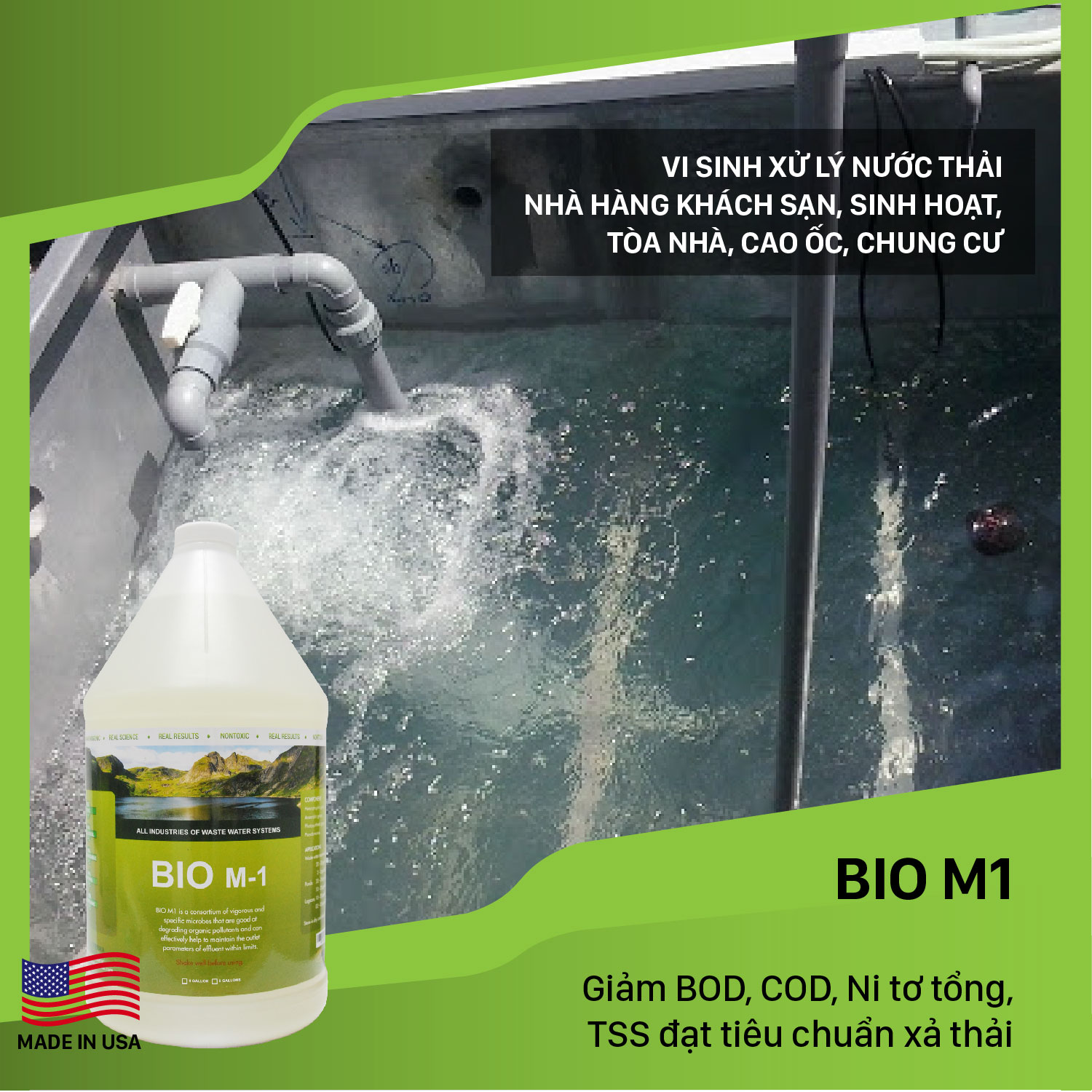 Bio M1 vi sinh xử lý nước thải sinh hoạt và nhà hàng khách sạn