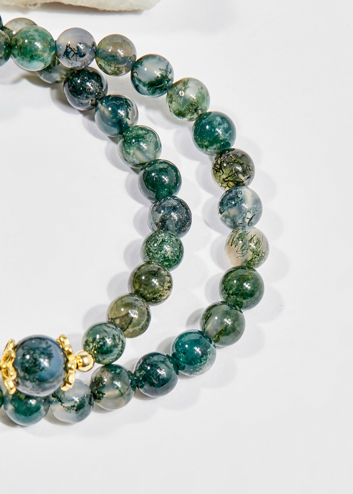 Vòng chuỗi hạt đeo tay 2 line nữ đá băng ngọc thủy tảo 6mm mệnh hỏa , mộc - Ngọc Quý Gemstones