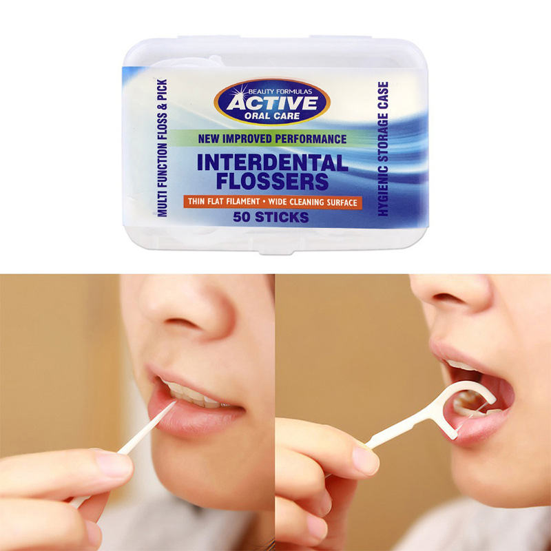 Tăm chỉ nha khoa Beauty Formulas Active Oral care Interdental Flossers - hộp 50 cái