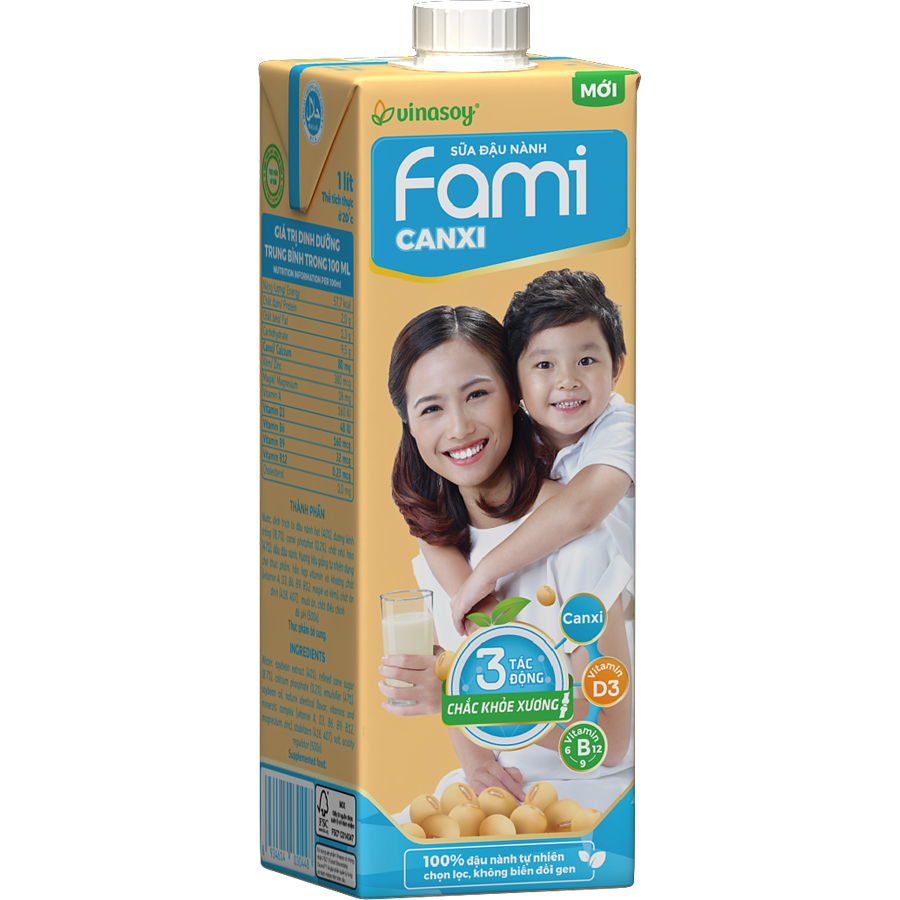 Thùng 10 Hộp Sữa đậu nành Fami Canxi (1000ml/Hộp)