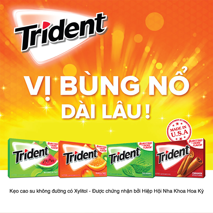 [Mua 4 Tặng 1] Combo 4 Vỉ Kẹo Cao Su Không Đường TRIDENT Vị Dưa Hấu 4x26,6g