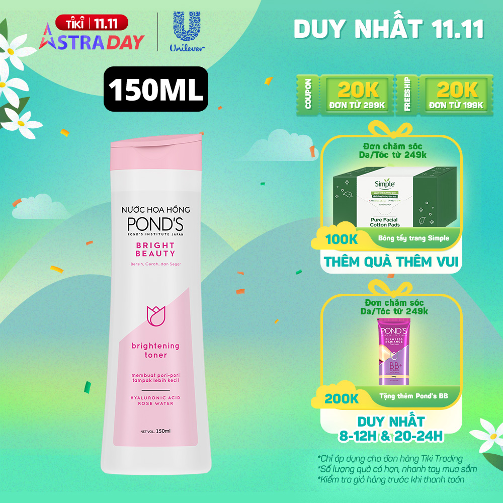 Nước hoa hồng POND'S làm sáng da Chống Oxi Hoá cân bằng pH se khít lỗ chân lông 150ml