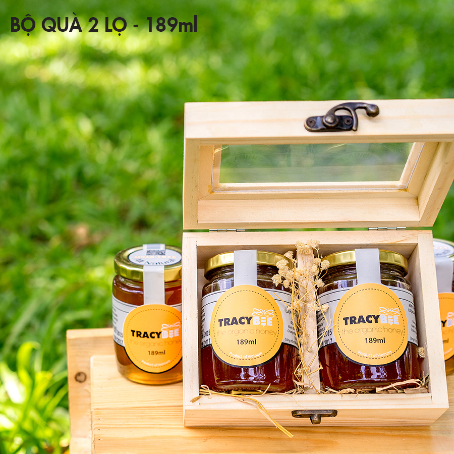 Combo 1 lọ mật ong hoa cafe 189 ml + 1 lọ phấn hoa sạch 230gr hiệu Tracybee