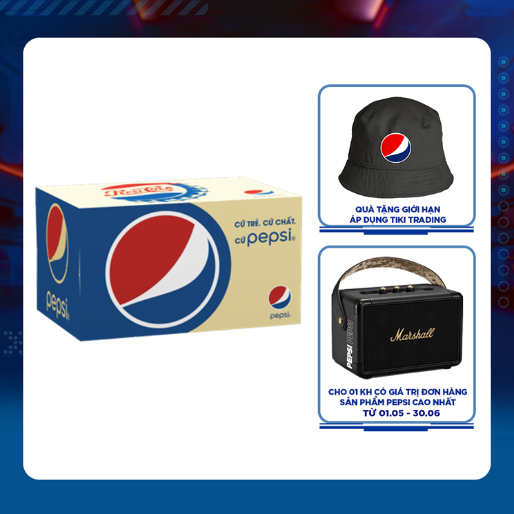 Thùng 24 Chai Nước Ngọt Có Gas Pepsi (390ml / Chai)