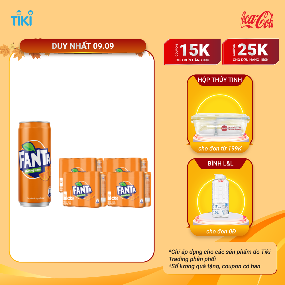 Thùng 24 Lon Nước Giải Khát Có Gas Fanta Cam 320ml x 2416:20