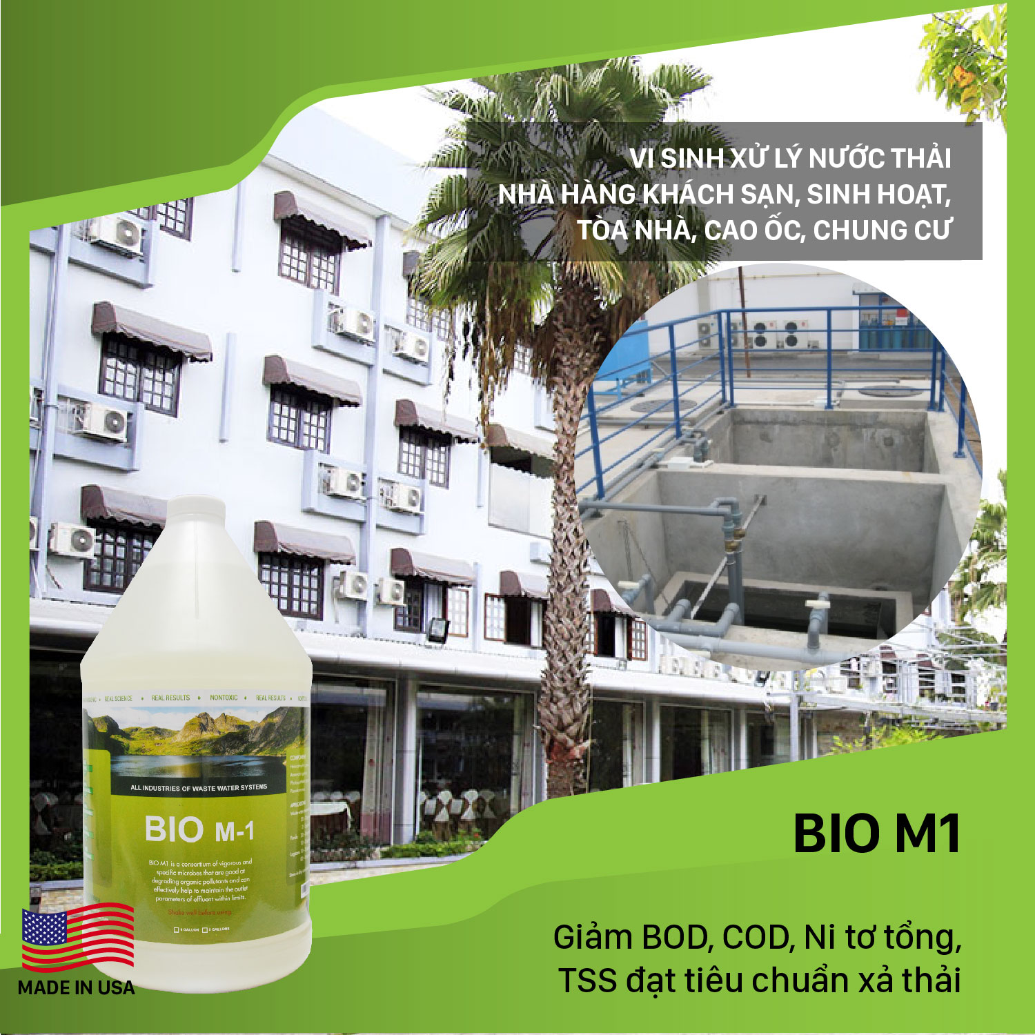 Bio M1 vi sinh xử lý nước thải sinh hoạt và nhà hàng khách sạn