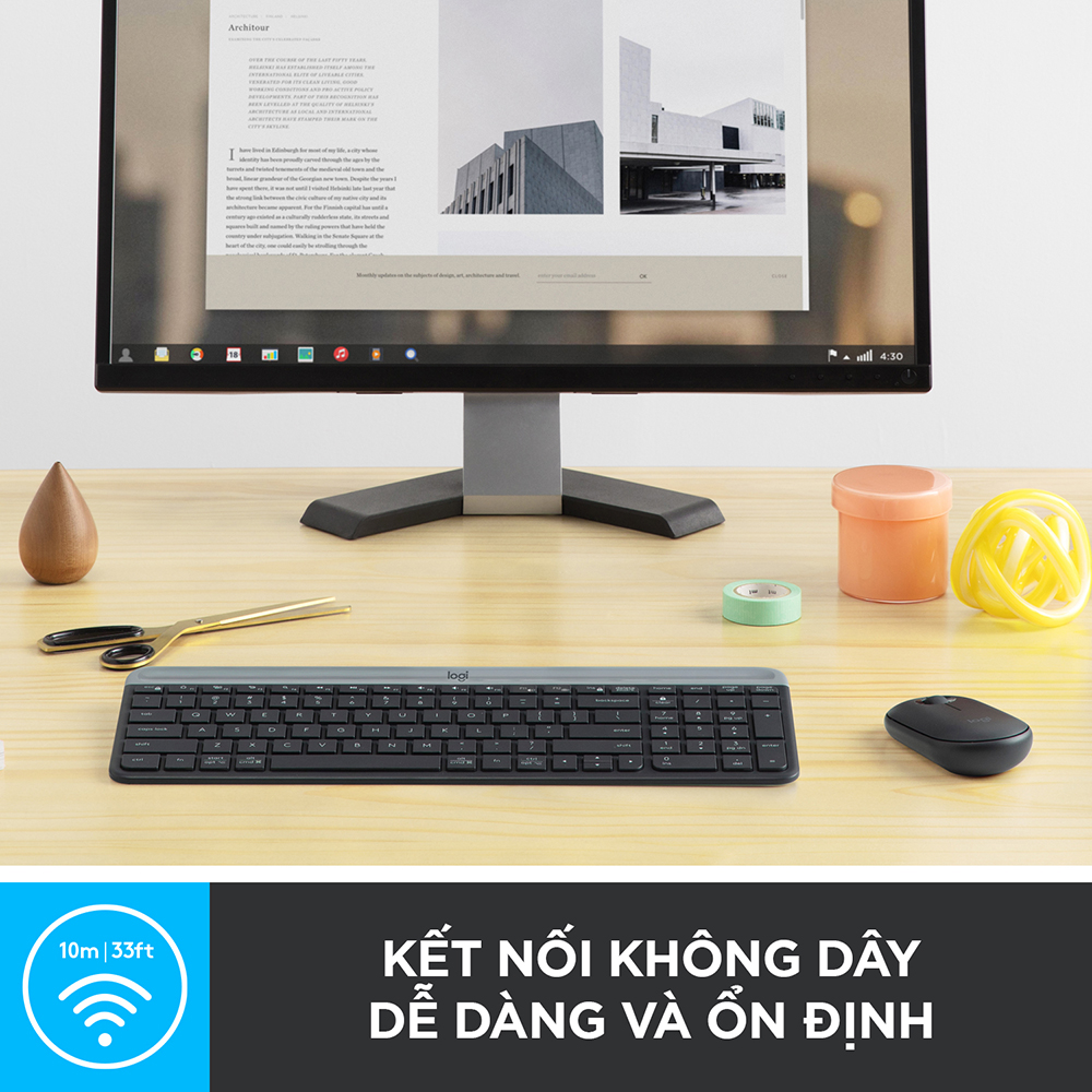 Combo chuột phím không dây Logitech MK470 - Chống ồn, USB 2.4HGz, pin lâu vượt trội, thiết kế mảnh gọn - Màu