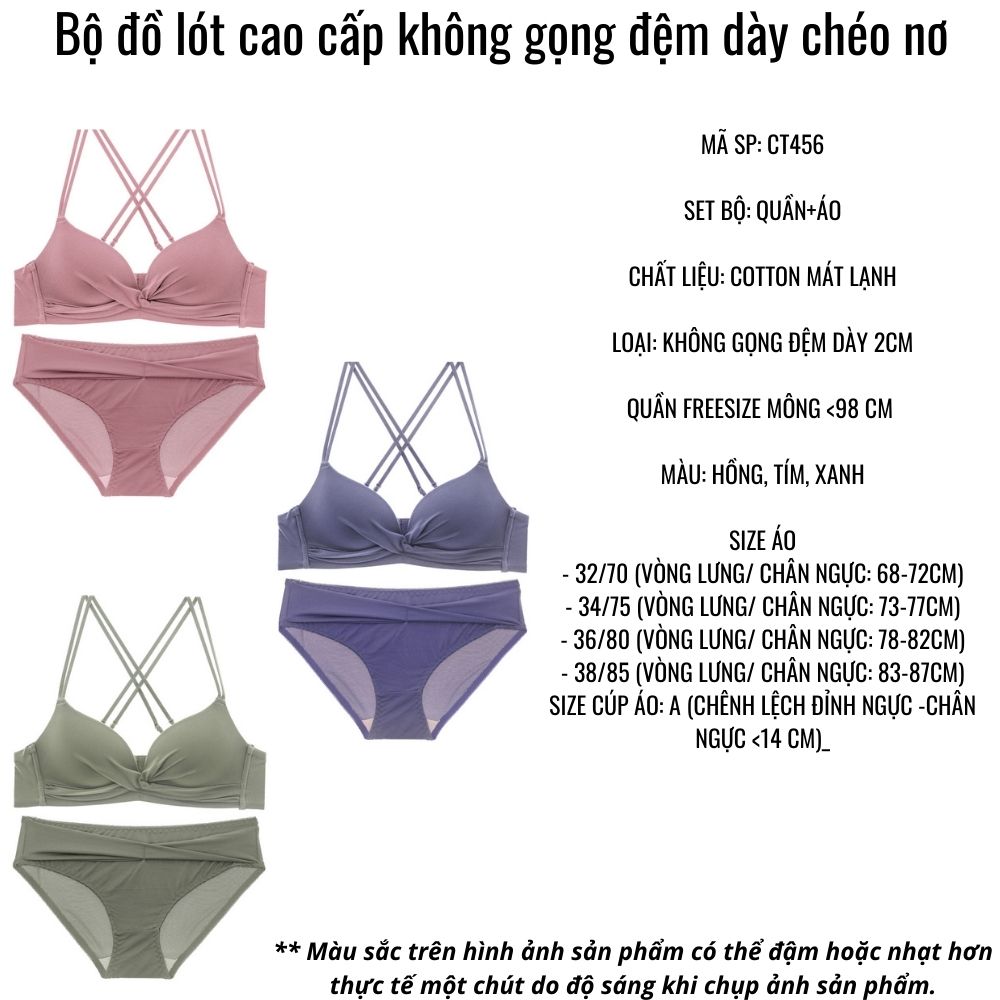 Bộ đồ lót cao cấp không gọng đệm dày chéo nơ
