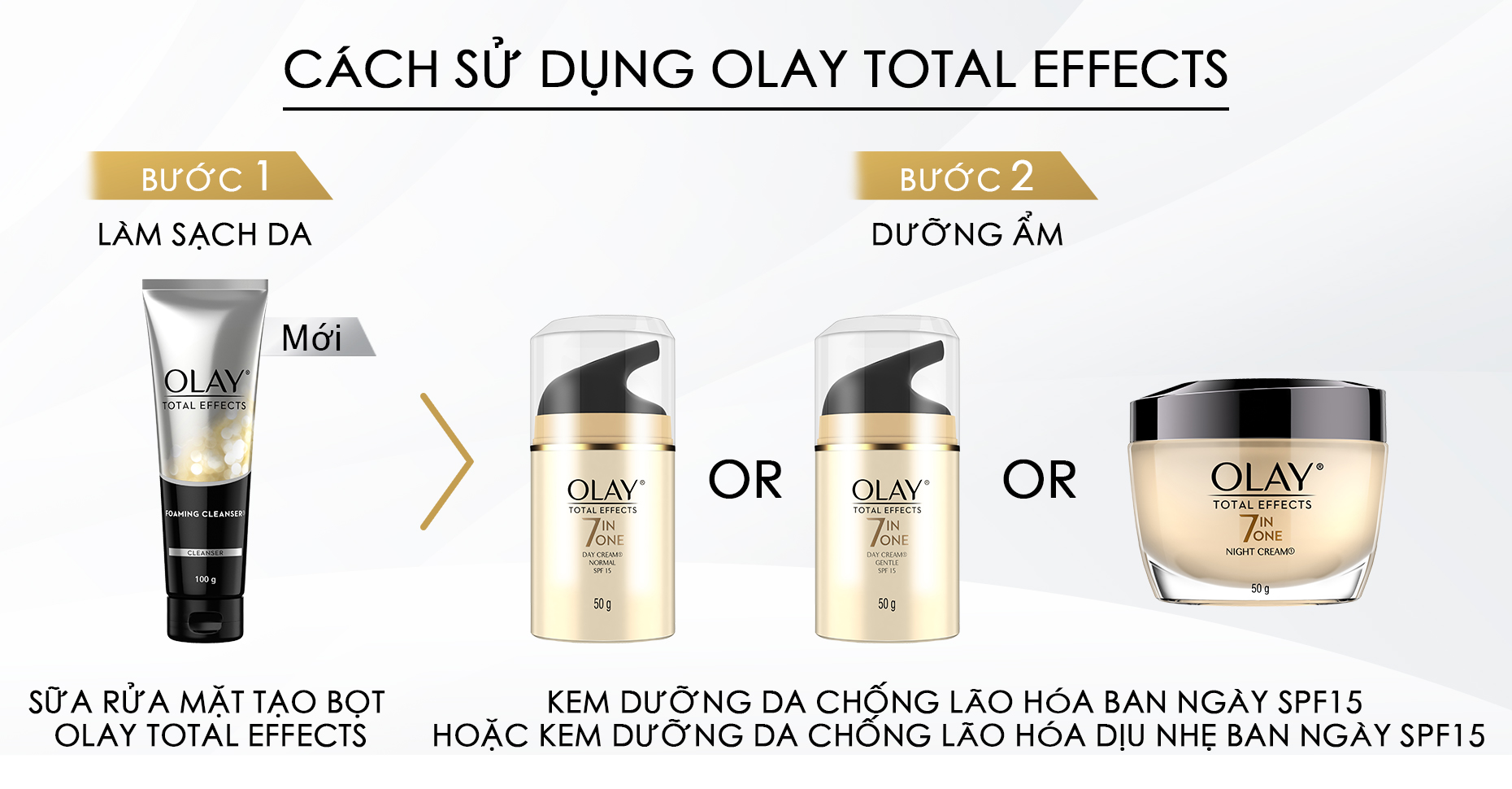 [Tặng Bông Tẩy Trang Silcot] Hộp Quà Olay Ngăn Ngừa 7 Dấu Hiệu Lão Hóa (Kem Dưỡng Ban Ngày Olay Total Effects 50g + Kem Dưỡng Ban Đêm Olay Total Effects 50g)