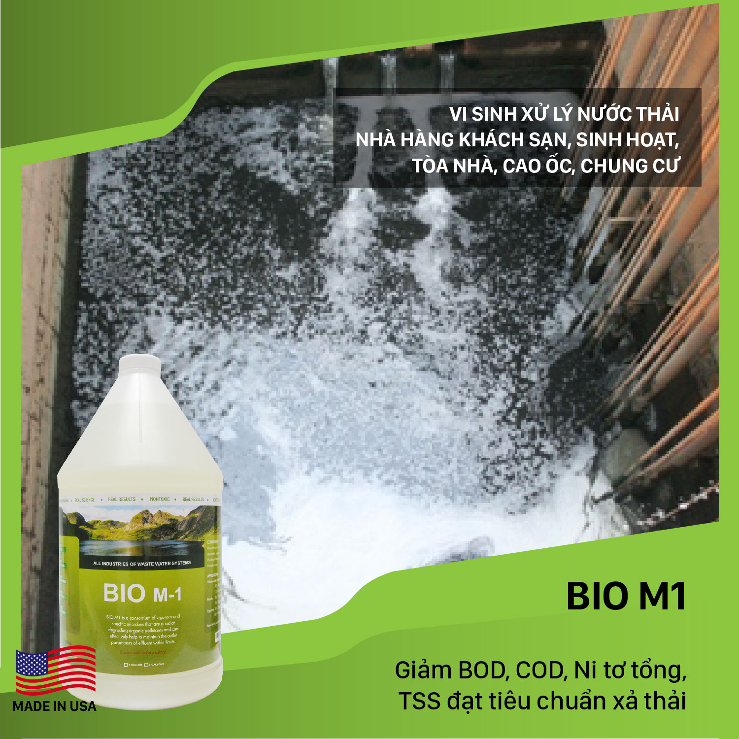 Bio M1 vi sinh xử lý nước thải sinh hoạt và nhà hàng khách sạn