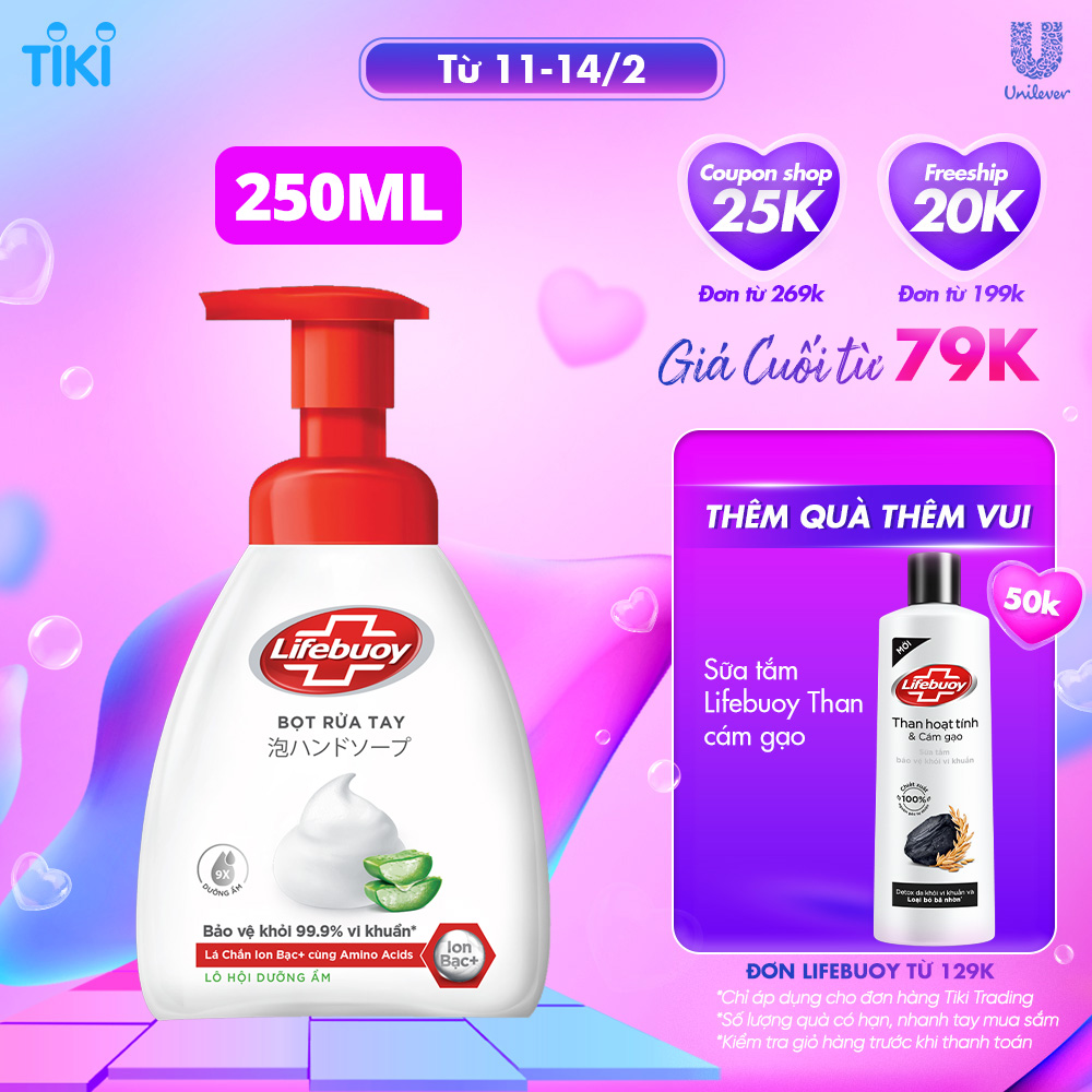 Bọt rửa tay dưỡng ẩm Lifebuoy hương Lô Hội 250ml