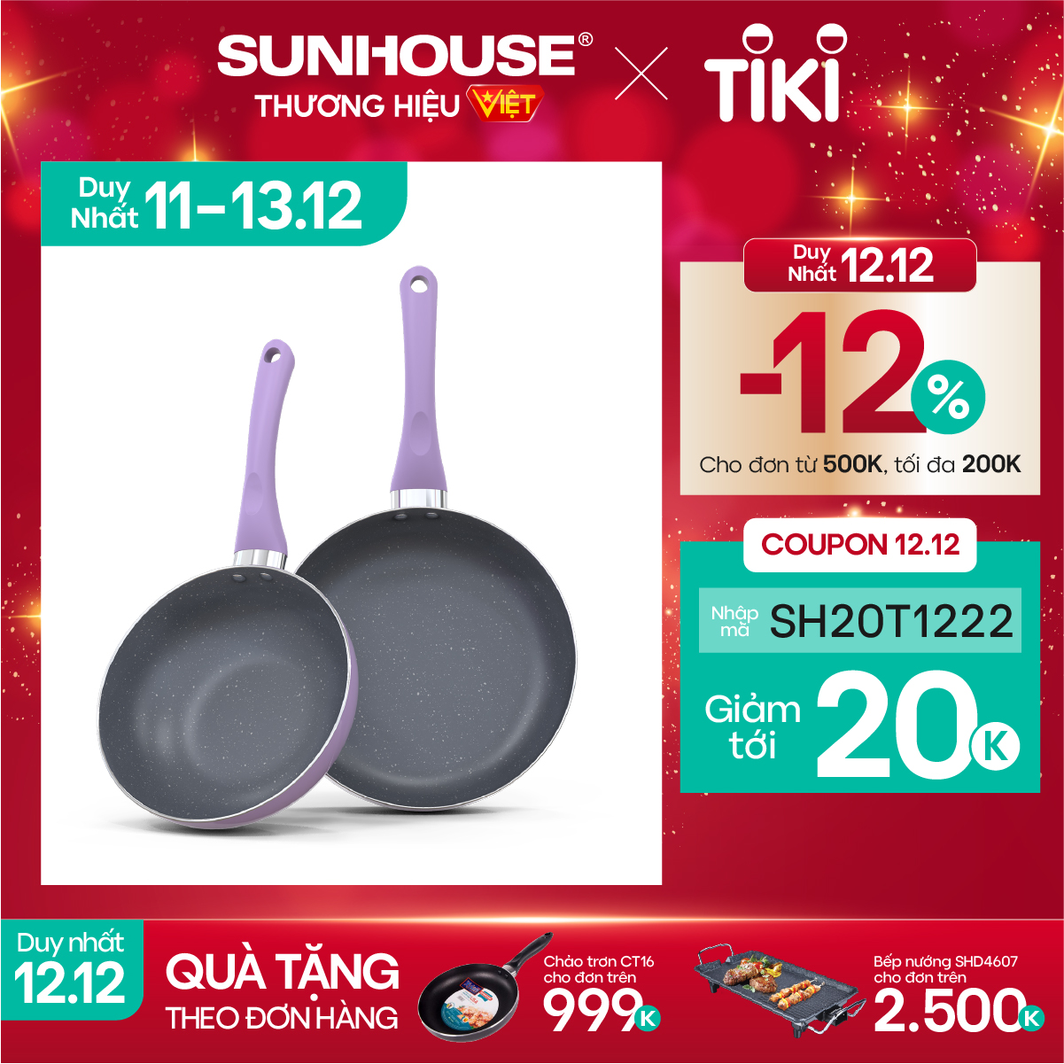 Cặp chảo chống dính đáy từ Violet Sunhouse VI112024